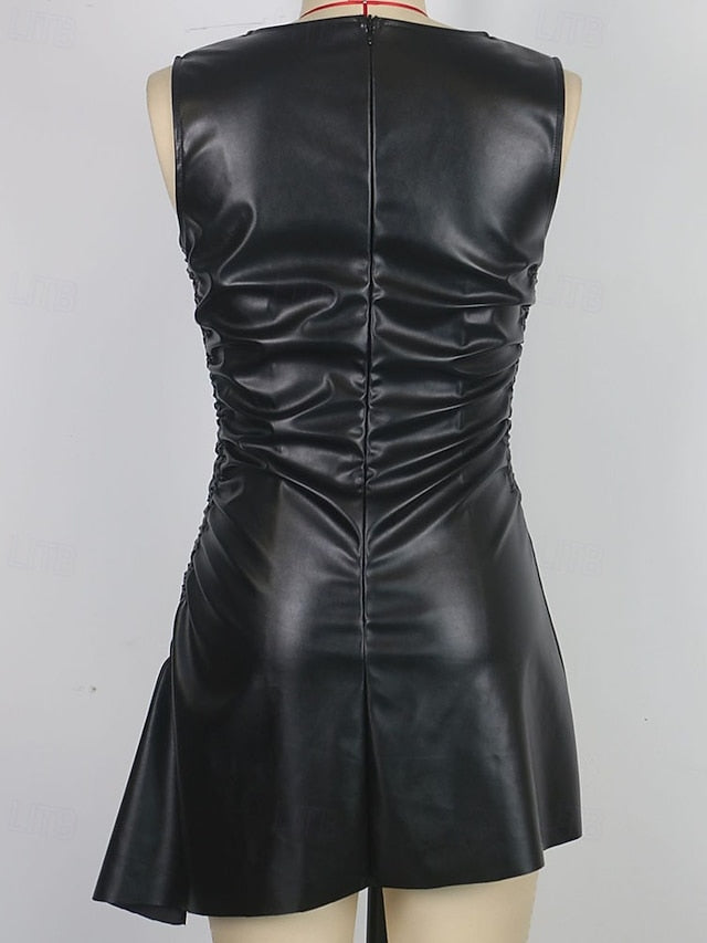 Women's Mini Dress Cocktail Dress Sheath Dress Leather