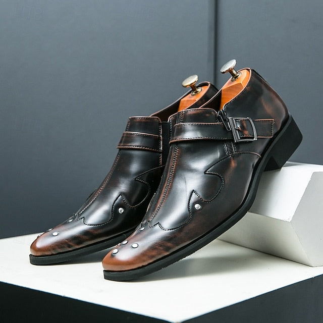 Strap Shoes Leather Men's – Formal Monk Black