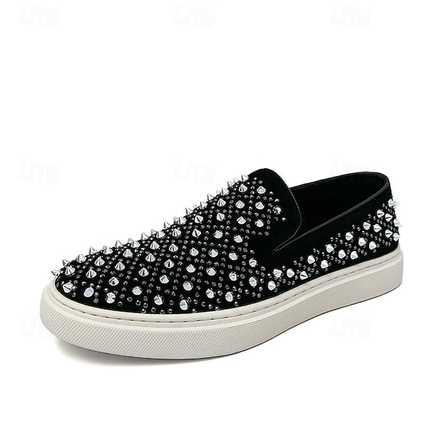 with Men's Elegant Black Pearl - Detailing Shoes Slip-On