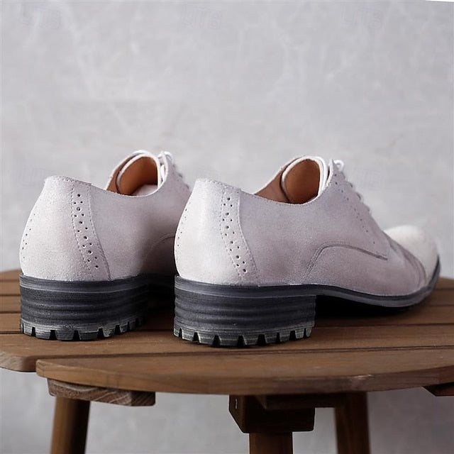 – Brogue Leather Shoes Oxford Men's Vintage Genuine