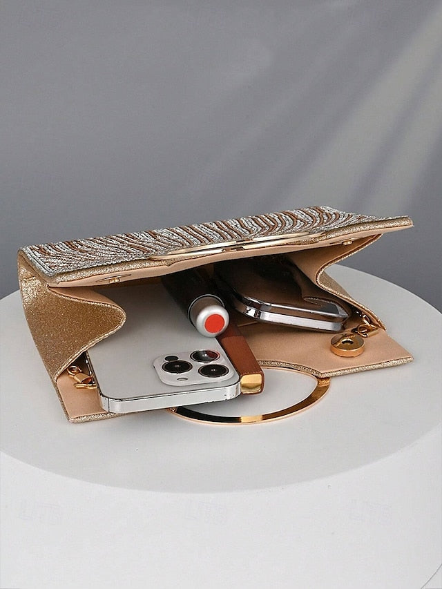 – Round Handle Clutch Evening Women's with Rhinestone Bag