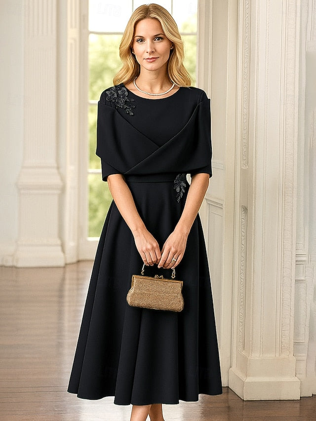 A-Line Tea Length Party Dress Cocktail Dress Wedding Guest Dress