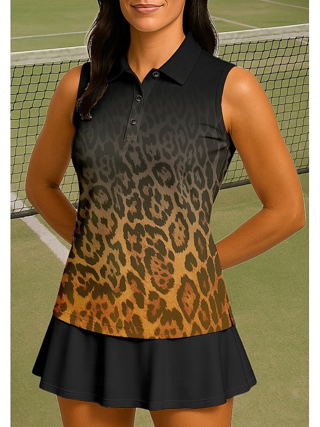 Women's Leopard Gradient Sport Shirt Golf Polo Shirt Tank
