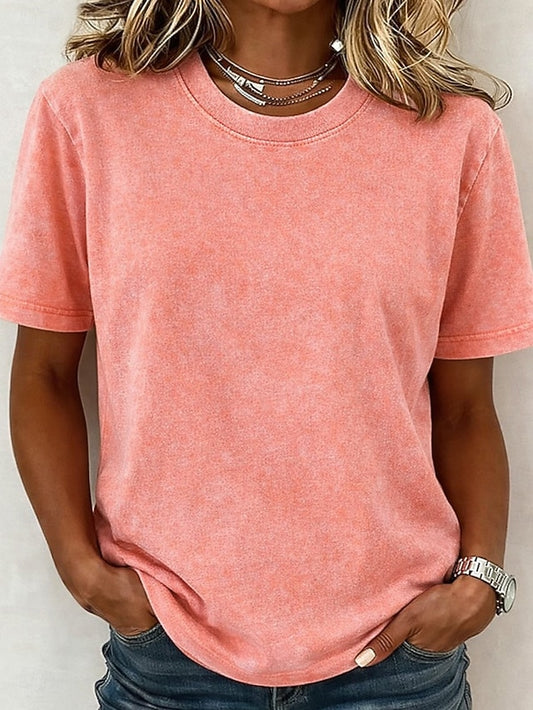 Women's 100% Cotton T Shirt Shirt Vintage Washed Tops Tee
