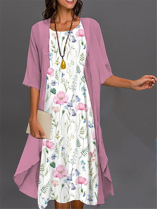 Women's Graduation Dress Midi Dress Two Piece Dress Set