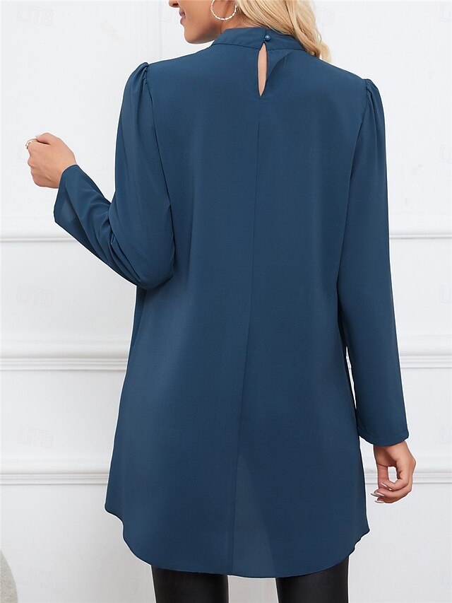 Women's Shirt Blouse Ruffle Solid Color Basic Casual Long