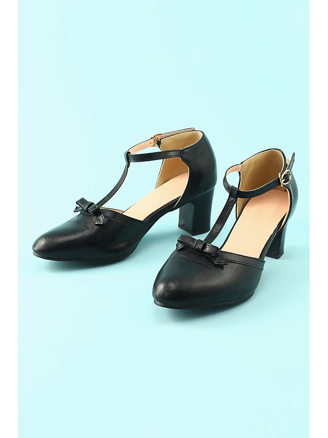 Vintage heels Roaring 1950s Chunky 20s T-strap Retro Shoes Heels