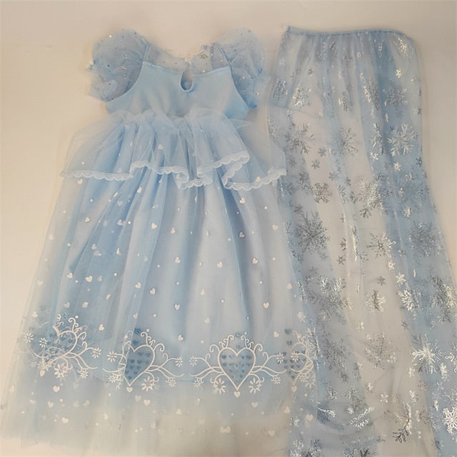 Flower Cosplay Dress Girl Princess Cloak Frozen Elsa
