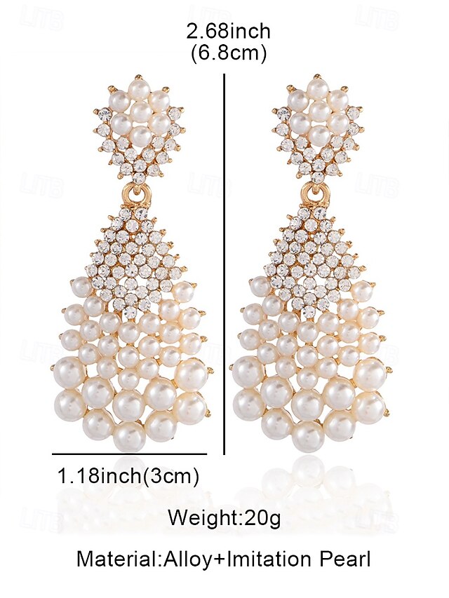 and Pearl Faux – Rhinestone Drop Earrings Vintage Elegant