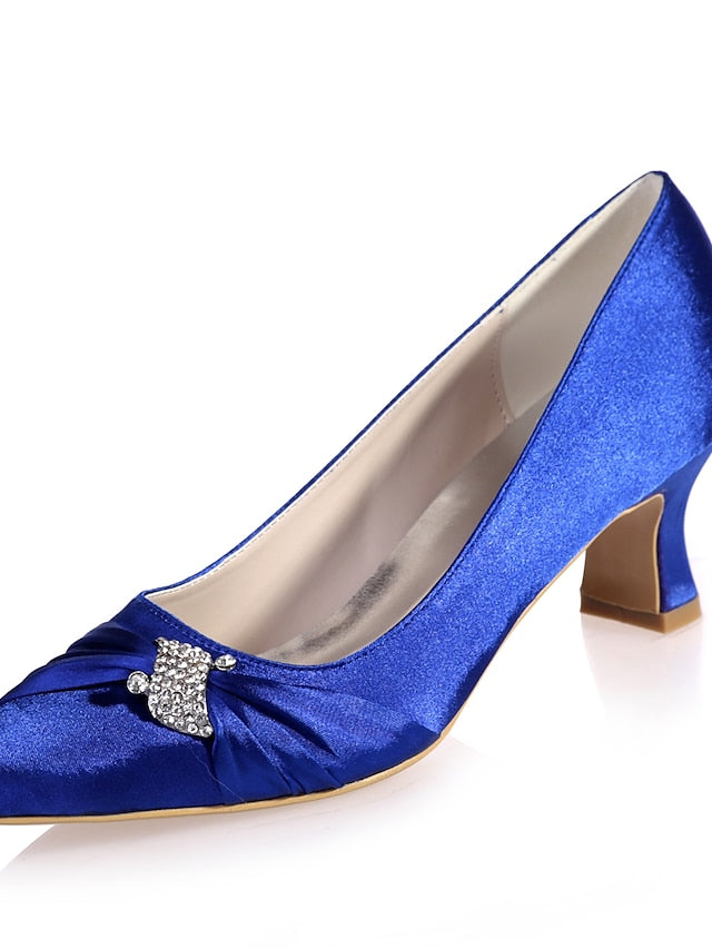 Royal Bow Kitten Women's Blue with Heels Satin Rhinestone