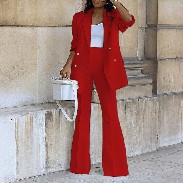 Women's Blazer Blazer Suits Wide Leg Pants Dress Pants