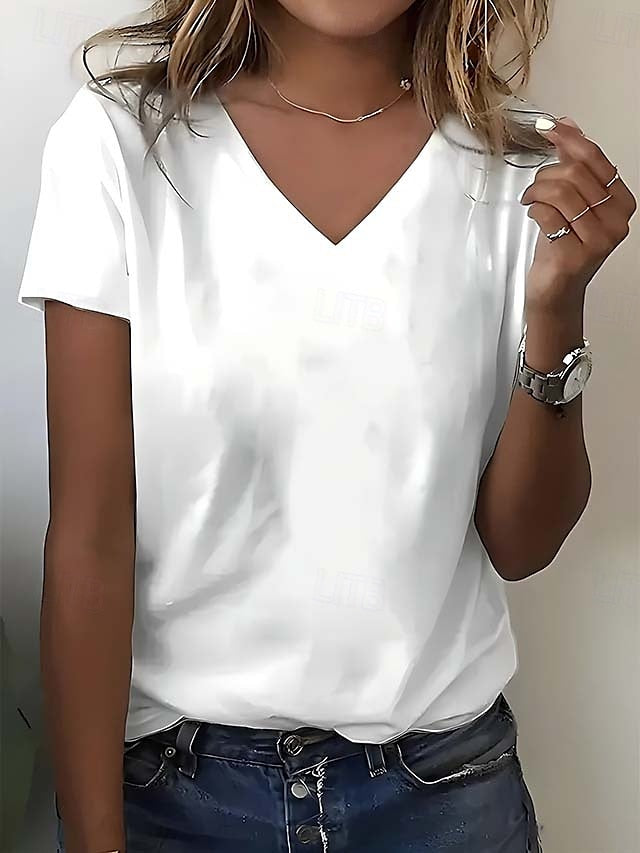 Women's 100% Cotton T Shirt Fashion Basic Casual Short