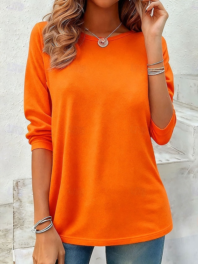 Women's T Shirt Plain Vintage Stylish Classic Long Sleeve