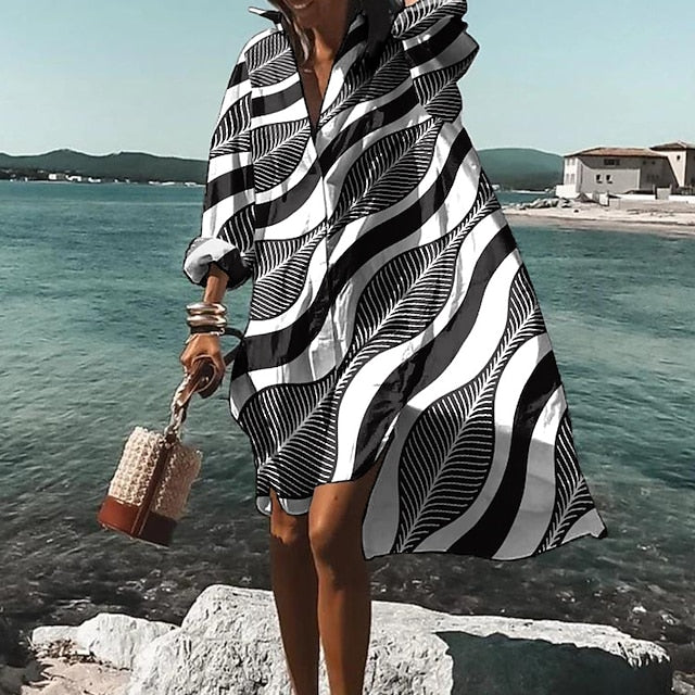 Women's Shirt Dress Casual Dress Swing Dress Midi Dress