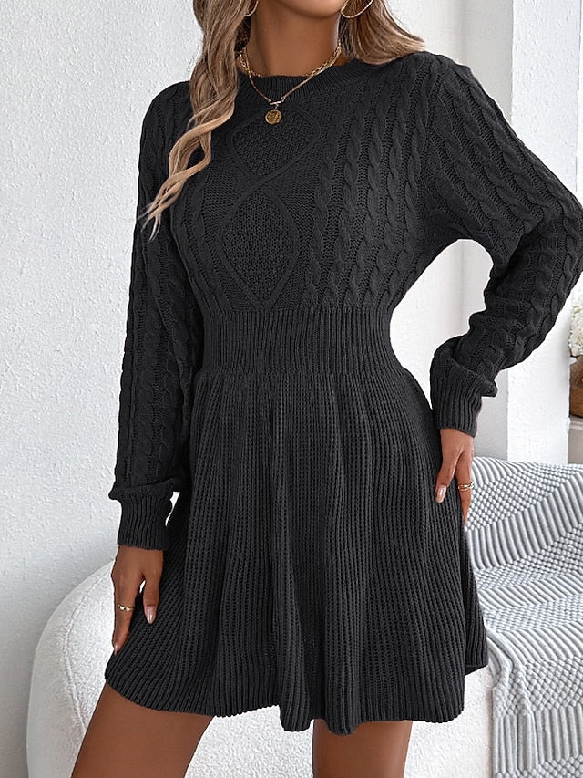 Women's Mini Dress Poly-Cotton Linen Texture Dresses