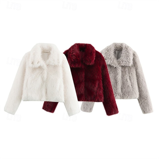 Coat Furs  Faux Buttons Warm Women's Fur Comfortable