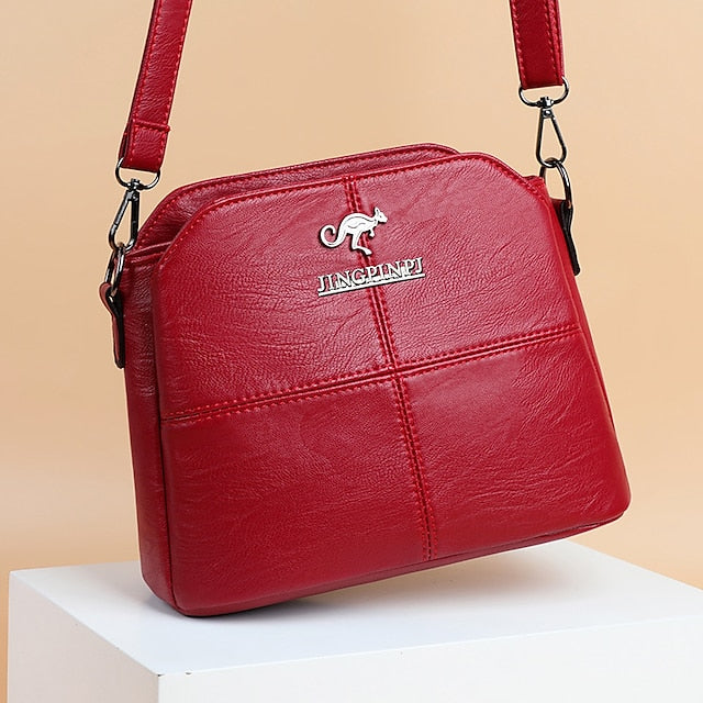 Minimalist Red Women's Leather Small – Faux Bag Crossbody