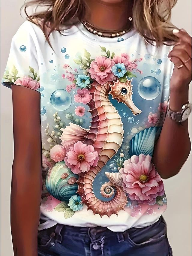 Women's T Shirt Print Floral Graphic Rose Elegant Vintage