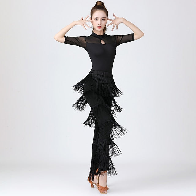 Latin Dance Top Solid Splicing Women's Training Performance