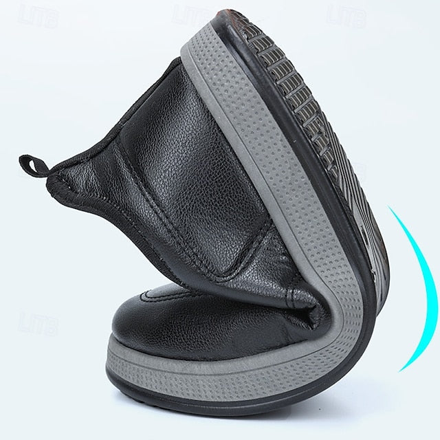 Loafers Boots PU Winter Slip-Ons lined Fleece Men's