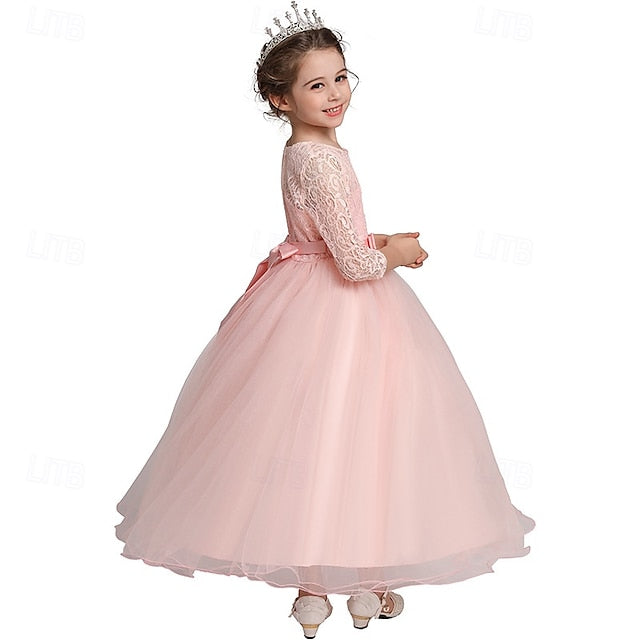 Flower Wedding Dress Girls' Half Sleeve Kids Girl
