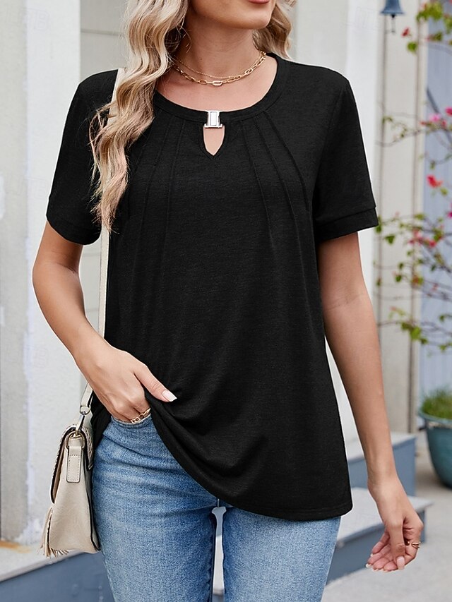 Women's T Shirt Tee Top Solid Color Fashion Classic Casual