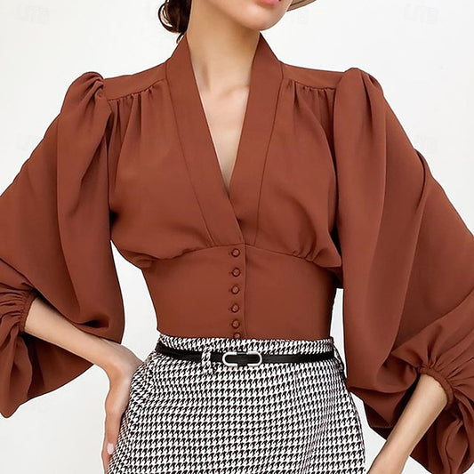 Women's Casual Shirt Button Up Shirt Blouse Tunic Buttons