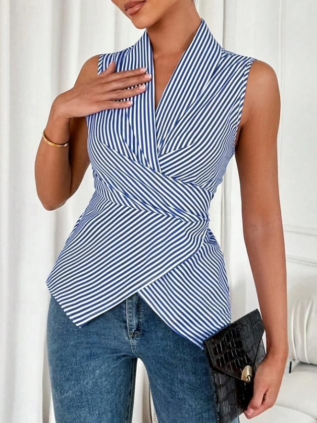 Women's T Shirt Tee Top Print Striped Fashion Stylish