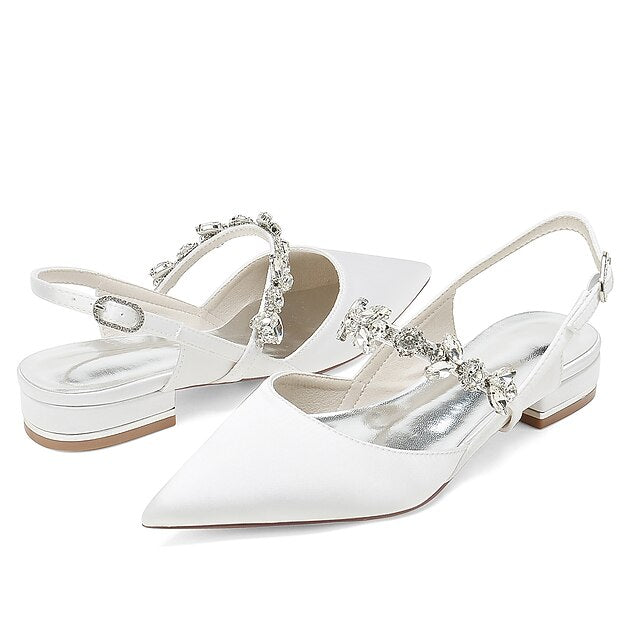 Crystal Wedding Women's Flat Shoes Bridal Heel