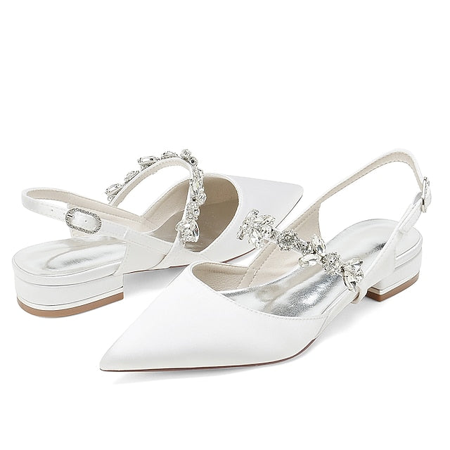 Crystal Wedding Shoes Bridal Flat Women's Heel