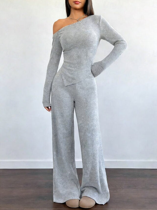 Women's Two Piece Sets Pants Sets Bolero Top Long Sleeve