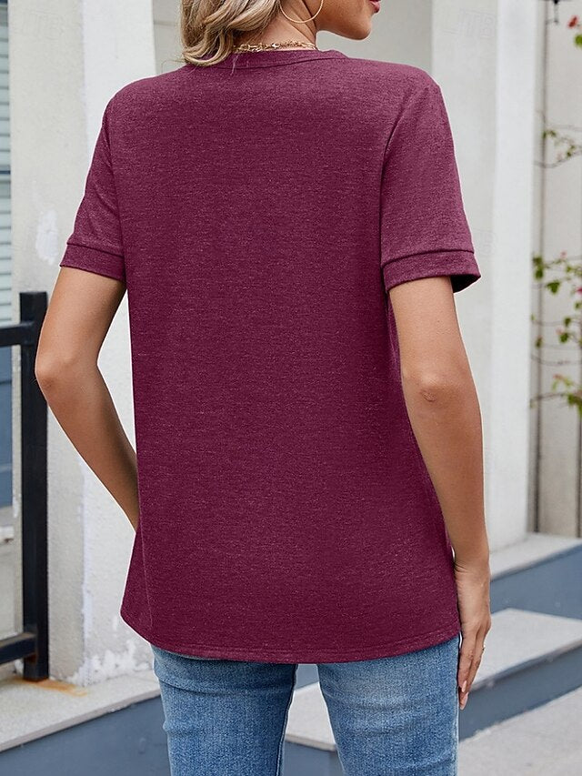 Women's T Shirt Tee Top Solid Color Fashion Classic Casual