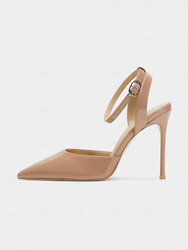 Stiletto Leather Heels Patent Nude Women's Slingback -
