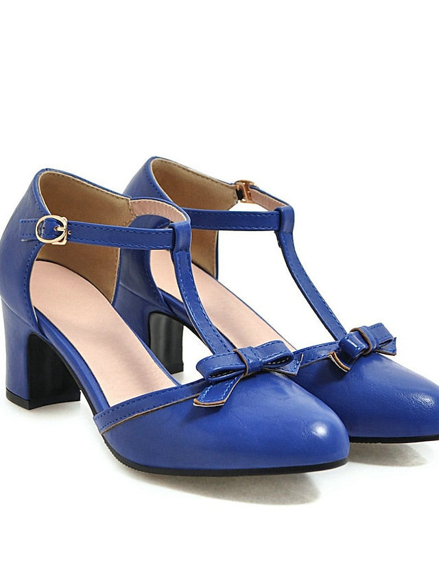 Vintage heels Roaring 1950s Chunky 20s T-strap Retro Shoes Heels