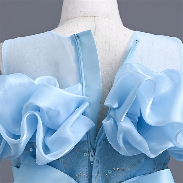 Girl Color Flower Girls' Solid 3D Party Dress