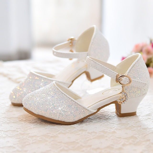 Party Glitters Girls' Heels Little PU Princess Rubber Shoes