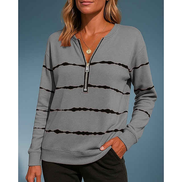 Women's Pullover Sweatshirt Casual Tops Half Zip Long