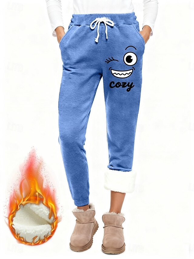 Women's Fleece Pants Chinos Fashion Basic Casual Full