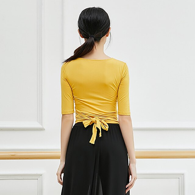 Breathable Ballet Top Ruching Bandage Solid Women's