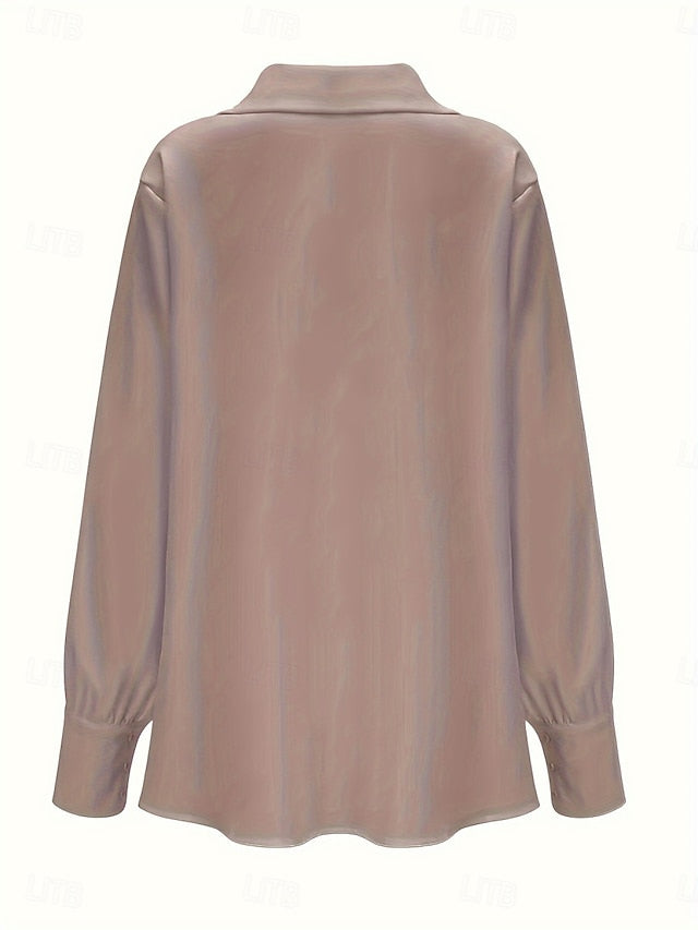 Women's Shirt Elegant Dressy Satin Top Solid Color Basic