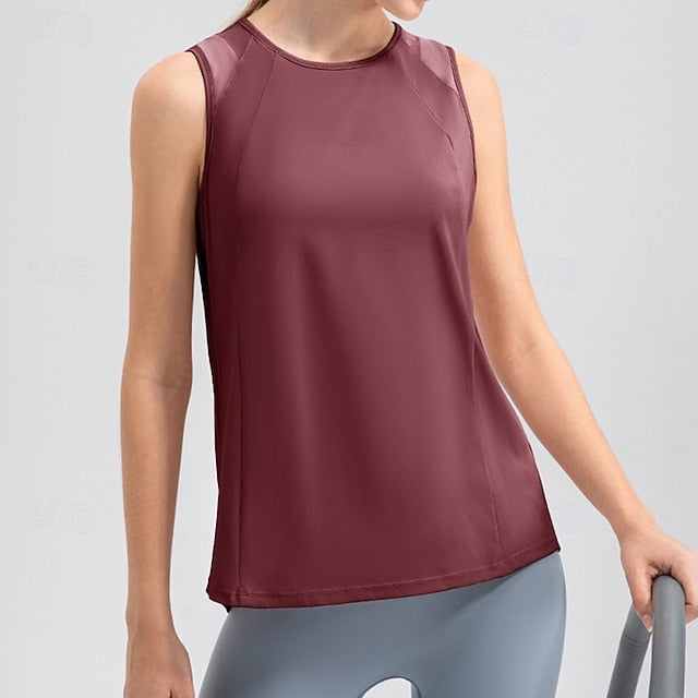 Women's Solid Colored Tank Top Workout Tops Elastic