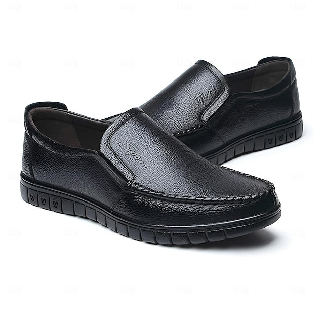Decorative Men's Premium with Black Cowhide Slip-On Loafers