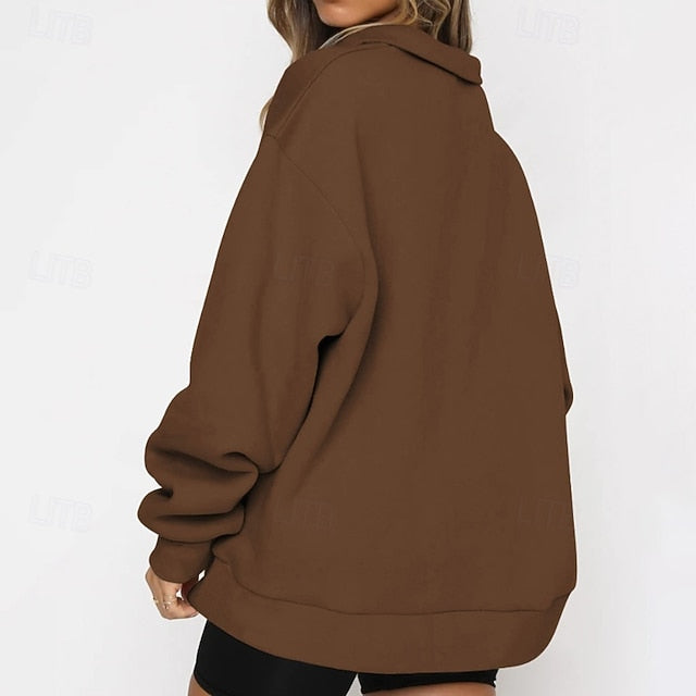 Women's Track Top Pullover Quarter Zip Long Sleeve Top