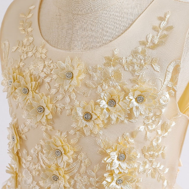 Dress Colored Wedding Sleeveless Kids Solid Girls' Party