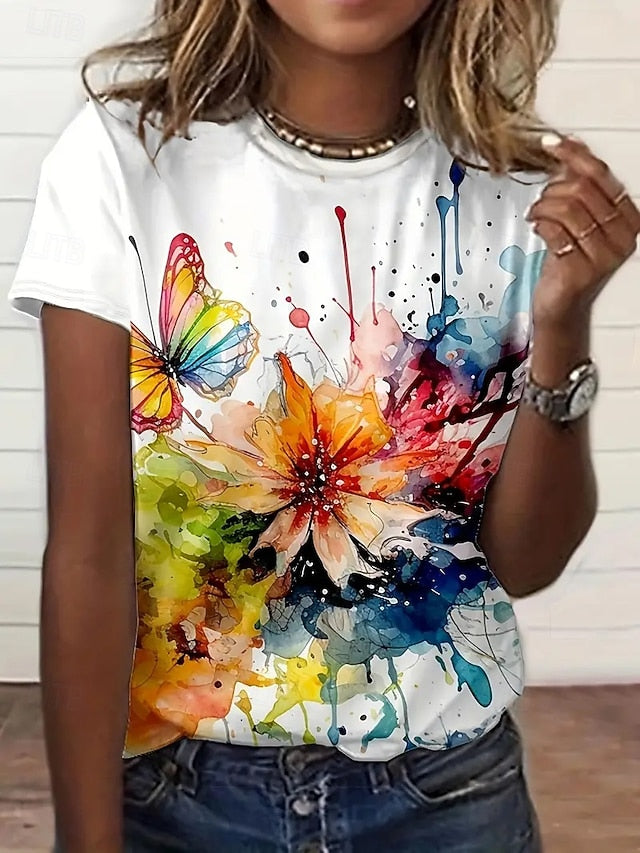 Women's T Shirt Summer Tops Print Graphic Oil painting