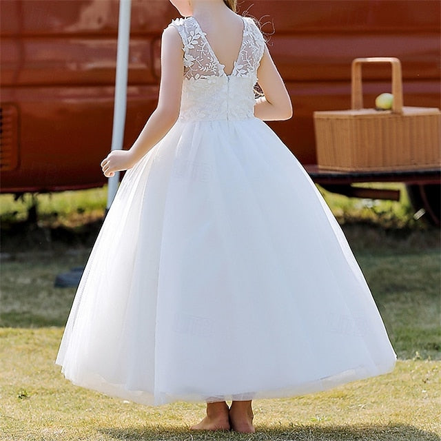 Solid Party Dress Girl Flower Kids Color Girls'