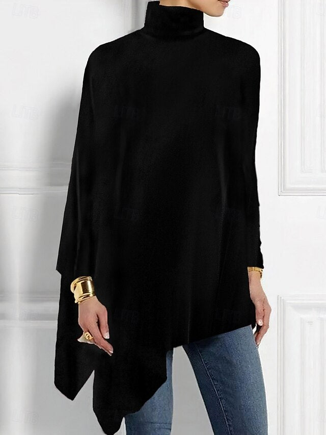 Women's Blouse Asymmetric Hem Solid Color Stylish Basic
