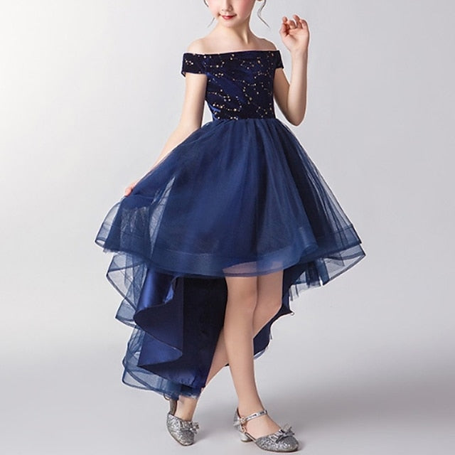 Girls' Performance Party Color Kids Sleeveless Dress Solid