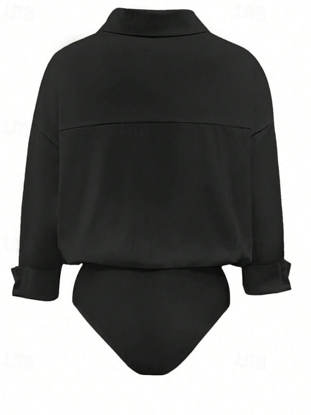 Women's Shirt Blouse Plain Stylish Basic Casual Long Sleeve