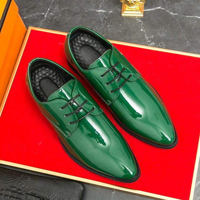 Lace-Up Formal Patent Men Shoes – for Glossy Leather Green